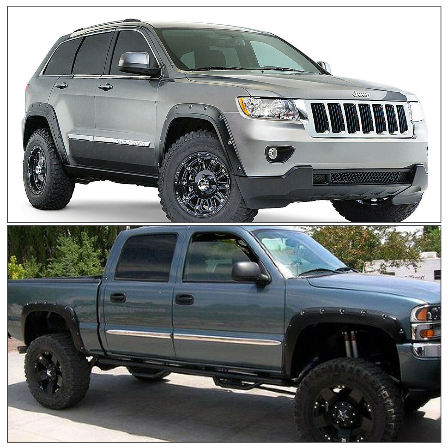 For 20112016 Jeep Grand Cherokee Pocket Style Black Rivet Fender